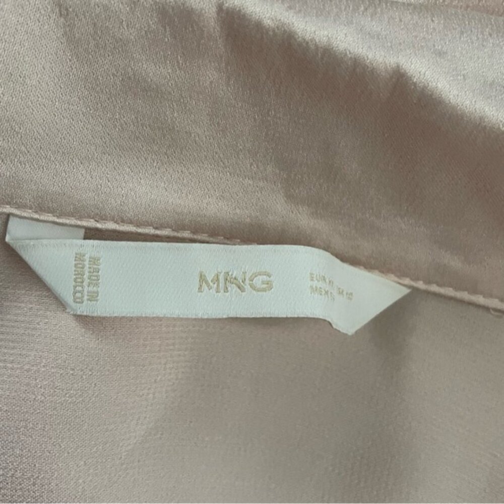 MNG Silky 100% Viscose Button Down Blouse Drapey Pink Size 10 Medium Large - Picture 8 of 9